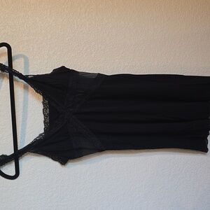 Black Lace Trim Cami Slip  | Mesh Bust Detailing | Size M